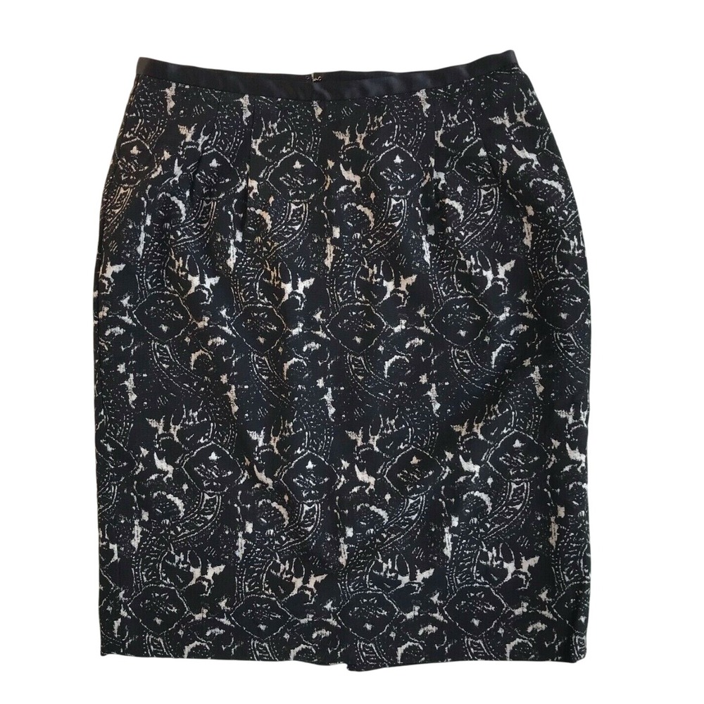 Talbots Office Core Pencil Skirt Black & White Paisley Print Career Wear Size‎ 4